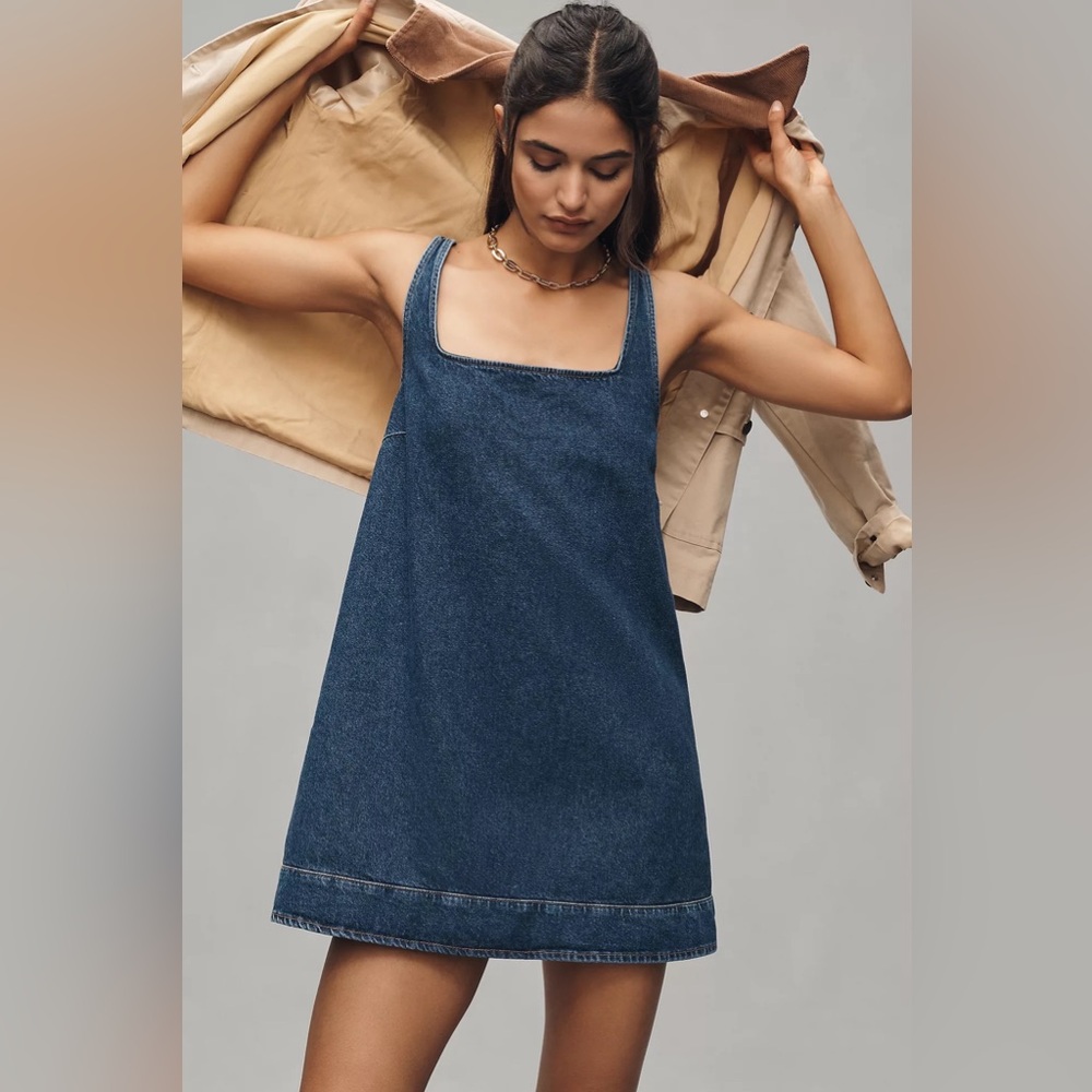 Reformation Myla Denim Dress - Square Neck Size SMALL